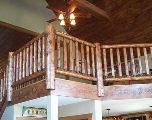 Interior Traditional Cedar Log Railing