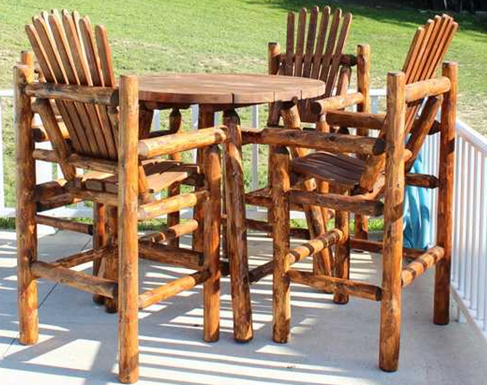Log Pub Table and Captains Chairs Set