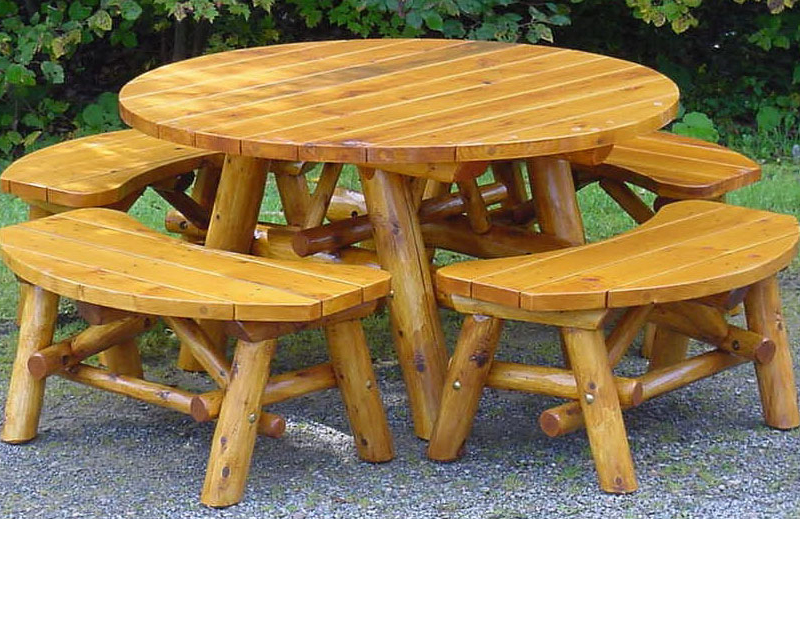 5′ Round Natural Oak Patio Set