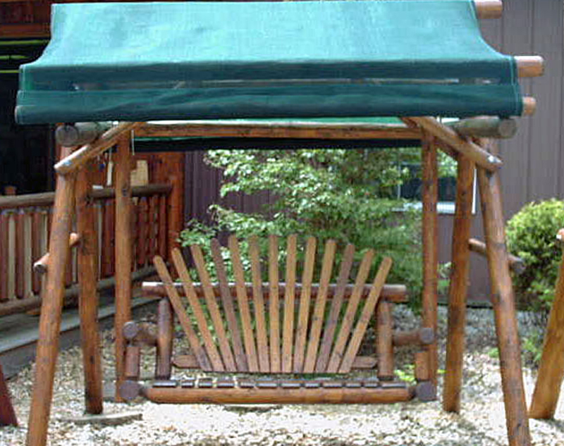 Cedar Log Canopy For A Frame Swing