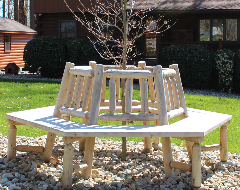 Round Cedar Log Bench